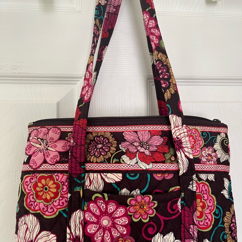 Floral Tote Bag - Pink and Brown